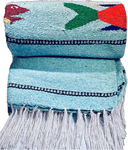 Serape Mexican Blanket, Yoga Mat, Camping Blanket, Beach Blanket, Picnic Blanket, Handmade Woven Throw Blanket, Home Decor, Car Blanket (Fish) (Ice)