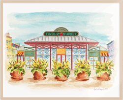 Findlay Market PRINT, Cincinnati artwork, Wedding Venue Art, Custom home portrait, Landscape Watercolor, Cincinnati watercolor