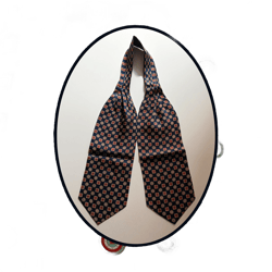 Ascot by Henry Cotton&#39;s. Made in Italy. Vintage silk cravat. Geometric pattern on a blue background. Menswear accessories day tie Dandy tie.