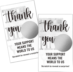 Haizct 50 Pack Thank You Blank Gift Certificate Scratch Off Cards for Small Business, Spa Beauty Makeup Hair Salon, Bridal Shower, Baby Shower, Country Wedding (Thank You Card B), Silver-GK087
