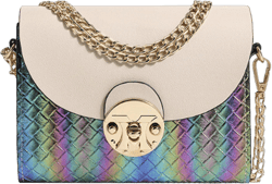 RARITYUS Gradient Holographic Leather Crossbody Bag for Women Fashion Woven Shoulder Handbag Clutch Purse with Chain Strap