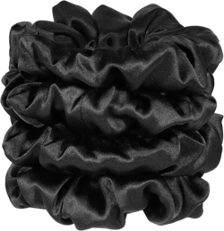 4 Pack 100% Mulberry Silk Scrunchies, Silk Hair Ties 19 Momme Silk Scrunchies for Hair No Damag Scrunchies for Women Girls Gifts Black series