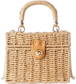 Handwoven Rattan vintage purse Bag Natural Chic Casual Handbag Beach Sea tote Basket Straw vacation Bag (Brown)