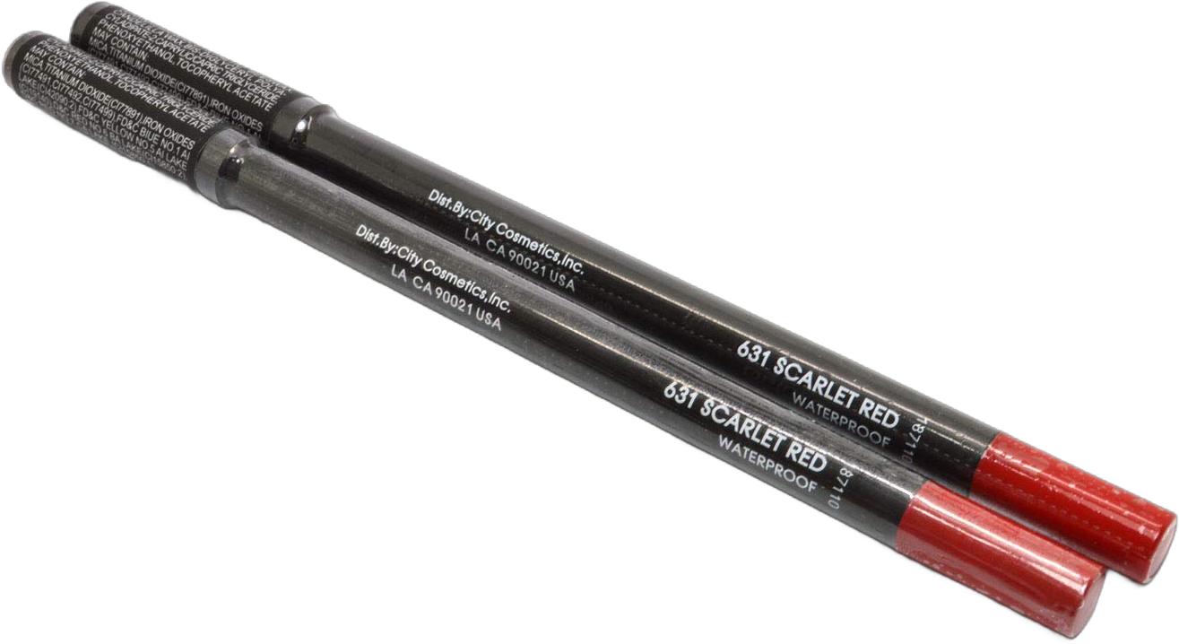 Italia Deluxe 2 Set of 24 Hrs Tattoo Lip liner Pencil Lipliner Pick 1 Color High Pigment Smooth Gliding + ZipBag (2 pcs x 631 SCARLET RED)